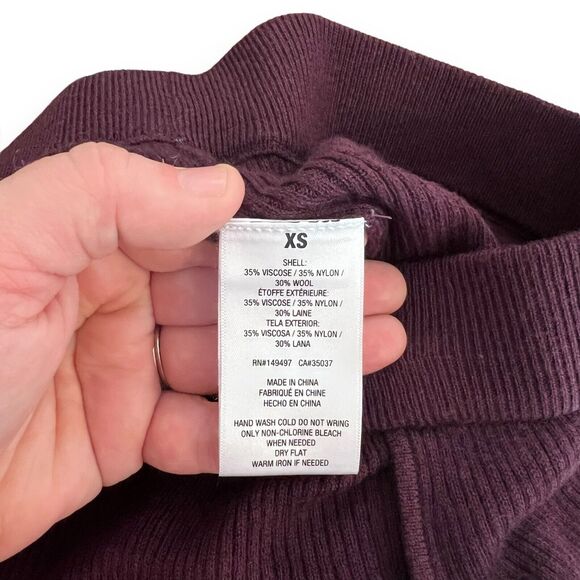 Favorite Daughter Masha Rib Knit Flare Pants XS Wool Blend Plum Purple Cozy - Picture 9 of 9